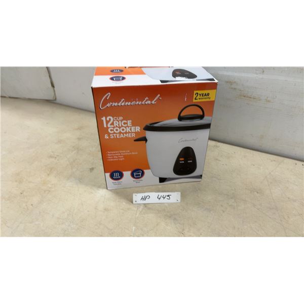 New Continental 12-Cup Rice Cooker and Steamer with Tempered Glass Lid
