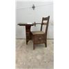 Image 1 : Antique Wooden School Desk with Integrated Chair and Storage Drawer