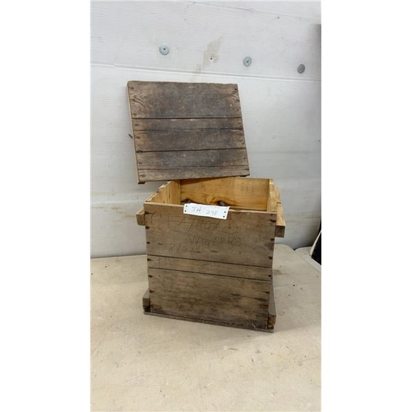 Vintage Wooden Shipping Crate with Molded Pulp Egg Tray Insert and Lid