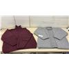 Image 1 : Two Hand-Knitted Sweaters, Burgundy Turtleneck and Grey Cowl-Neck with Cable Knit Design, Sz M-L