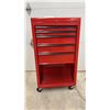 Image 1 : Red Steel Rolling Tool Cabinet with Four Drawers and Bottom Shelf, 40 x 22 x 12"