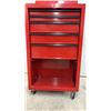 Image 4 : Red Steel Rolling Tool Cabinet with Four Drawers and Bottom Shelf, 40 x 22 x 12"