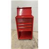 Image 7 : Red Steel Rolling Tool Cabinet with Four Drawers and Bottom Shelf, 40 x 22 x 12"