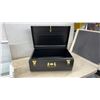 Image 2 : Two Metal Storage Trunks with Gold-Tone Latches and Hardware, Black and White, Never Used