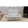Image 4 : Two Metal Storage Trunks with Gold-Tone Latches and Hardware, Black and White, Never Used