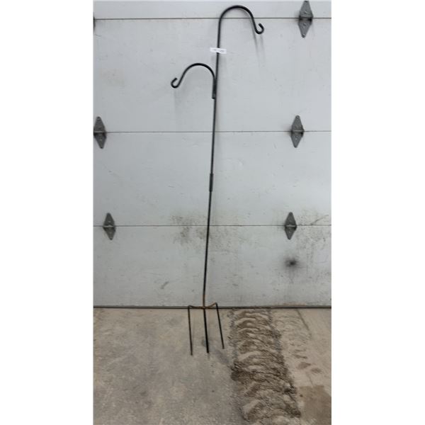 Double Shepherd's Hook Garden Stake with Three-Prong Base, 76" High