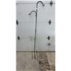 Image 1 : Double Shepherd's Hook Garden Stake with Three-Prong Base, 76" High