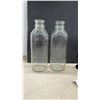 Image 2 : Vintage Clear Glass Milk Bottles and Amber Glass Beer Swirl Bottles, Four Pieces