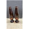Image 3 : Vintage Clear Glass Milk Bottles and Amber Glass Beer Swirl Bottles, Four Pieces
