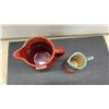 Image 6 : Medalta 6.5" Red Ribbed Pitcher, Antique Nippon Art Deco Box, White Turkey Platter, Glass Cake