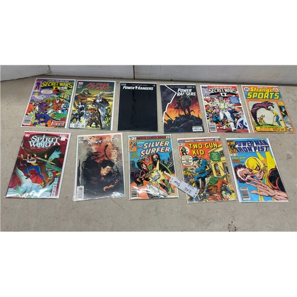 Lot of 11 Comic Books Including Secret Wars II, Silver Surfer, Power Rangers, and More