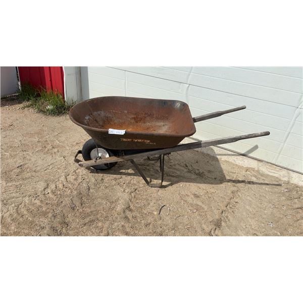 True Temper Single-Wheel Steel Wheelbarrow with Wooden Handles
