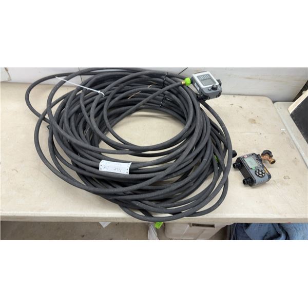 Melnor 2-Zone Digital Water Timer, Orbit B-Hyve Timer, and Black Irrigation Hose