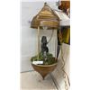 Image 1 : Vintage Hanging Oil Rain Lamp with Cabin Scene and Artificial Greenery