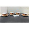 Image 1 : Set of Four Japanese Lusterware Teacups and Saucers with Hand-Painted Landscape Scene