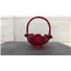 Image 4 : Fenton Ruby Red Glass Basket with Ruffled Silver-Edged Rim, 9" H
