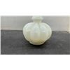 Image 3 : Fenton Melon Vase with Ruffled Clear Rim and Skye McGhie Pierced Ceramic Candle Holder with Plate