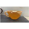Image 2 : Fire-King Peach Luster Batter Bowl, Drip Glaze Ceramic Pitcher, and Pyrex Glass Carafe