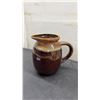 Image 5 : Fire-King Peach Luster Batter Bowl, Drip Glaze Ceramic Pitcher, and Pyrex Glass Carafe