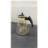 Image 7 : Fire-King Peach Luster Batter Bowl, Drip Glaze Ceramic Pitcher, and Pyrex Glass Carafe