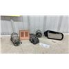 Image 1 : Vintage Auto Parts Lot: Gauge, Distributor Cap, Trouble Light, and Chevy Black Side Mirror NOS