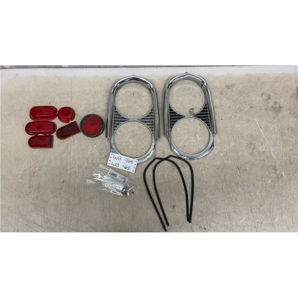 Vintage Pontiac GTO Grand Prix Chrome Light Trim and Red Glass Light Lens