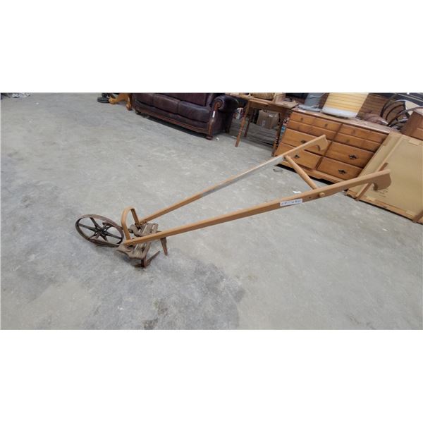 Vintage Planet Jr. Single Wheel Hoe Garden Cultivator with Wooden Handles