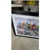 Image 4 : Framed "Lunch Atop a Skyscraper" Marvel and DC Superhero Crossover Print, 20130 27 x 39"