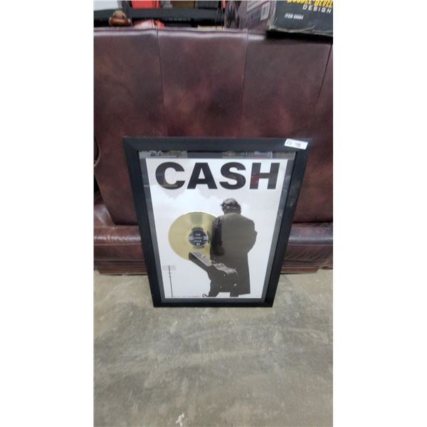 Framed Johnny Cash Commemorative Display with Replica Gold Record 29 x 38"