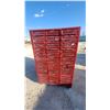 Image 1 : Deni-Rab Red Industrial Mobile Parts Organizer Cabinet with 45 Perforated Metal Drawers 50 x 70 x