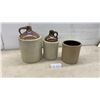 Image 1 : Two-Tone Salt-Glazed Stoneware Finger Jugs and Crock