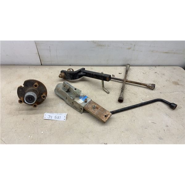 Trailer Hitch 1 7/8" Ball Mount, Coupler, 4-Lug Trailer Axle Hub, and Lug Wrenches