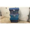 Image 10 : Three Plastic Storage Totes with Fabric, Assorted Colours, Textures & Sizes