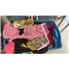 Image 3 : Three Plastic Storage Totes with Fabric, Assorted Colours, Textures & Sizes