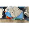 Image 4 : Three Plastic Storage Totes with Fabric, Assorted Colours, Textures & Sizes