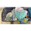 Image 8 : Three Plastic Storage Totes with Fabric, Assorted Colours, Textures & Sizes