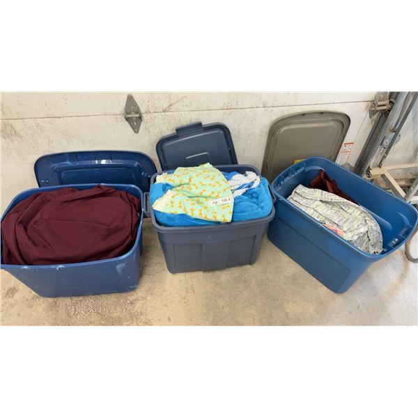 Three Totes with Fabric, Baby Blankets, Costumes, Wings, Assorted Sizes, Texture and More