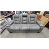 Image 1 : Gray Power Reclining Sofa with USB Ports, Power Outlets, and Nailhead Trim