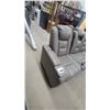Image 2 : Gray Power Reclining Sofa with USB Ports, Power Outlets, and Nailhead Trim
