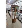 Image 2 : Octagonal Oak Curio Display Cabinet with Mirrored Back and Lower Storage 70 x 30 x 12"