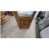 Image 4 : Octagonal Oak Curio Display Cabinet with Mirrored Back and Lower Storage 70 x 30 x 12"
