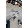 Image 4 : Garden Tool Lot Including Leaf Rake, Cultivators, Hoe, Pitchfork, and More