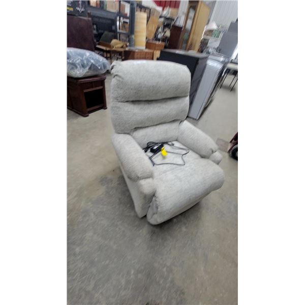 Best Home Furnishings Power Recliner Chair with Wired Remote, Light Gray Fabric New Store Display