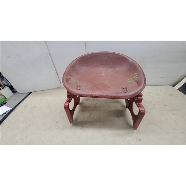 Vintage Metal Pan-Style Tractor Seat with Spring Suspension System