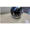 Image 4 : Kylin Snowmobile Helmet with Clear Visor, Black with Blue and White Flame Graphics XL