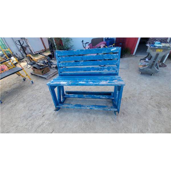 Blue Painted Wooden Bench