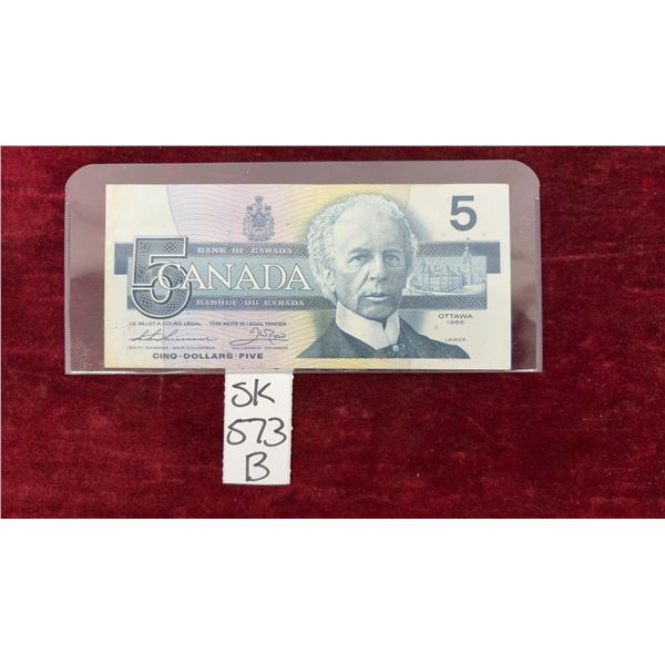 1986 Canada $5 Bill