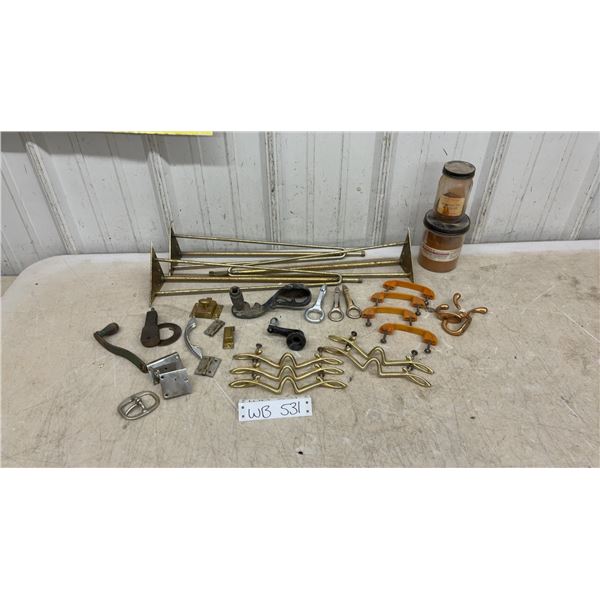 Vintage Cabinet Hardware Lot: Snaps, Legs, Handles, Cranks, and More