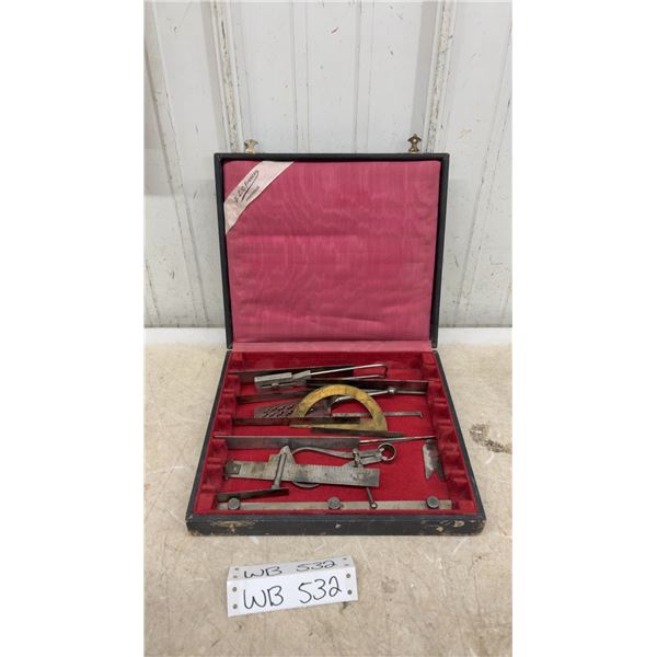 Lot of 18 Antique Precision Machinist Tools with Case: Boker, Starrett, Athol, and More