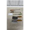 Image 1 : Lot of 2 Vintage Butcher Cleavers and Sharpeners Including Gerlach Stainless Cleaver